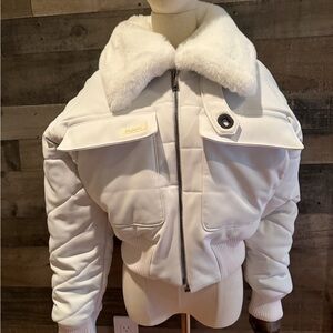 Coperni white faux fur bomber jacket